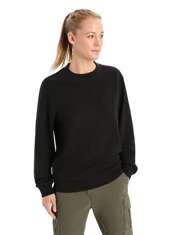 Black Women's Icebreaker Merino Crush Long Sleeve Sweatshirts | USA 1620ILHS